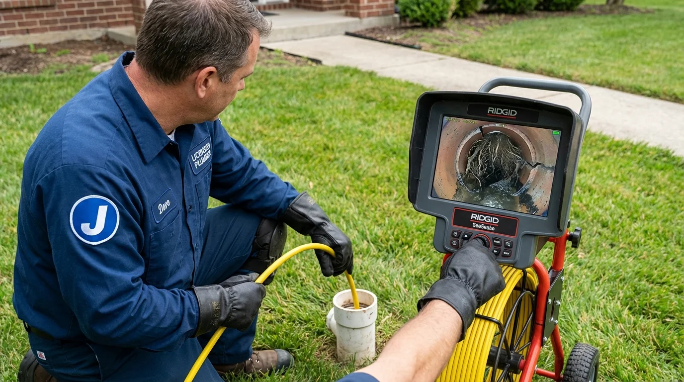 Sewer camera inspection being performed by Johns Plumbing LLC in Paoli